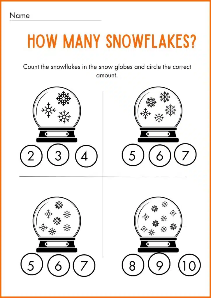 How many snowflakes worksheet 2