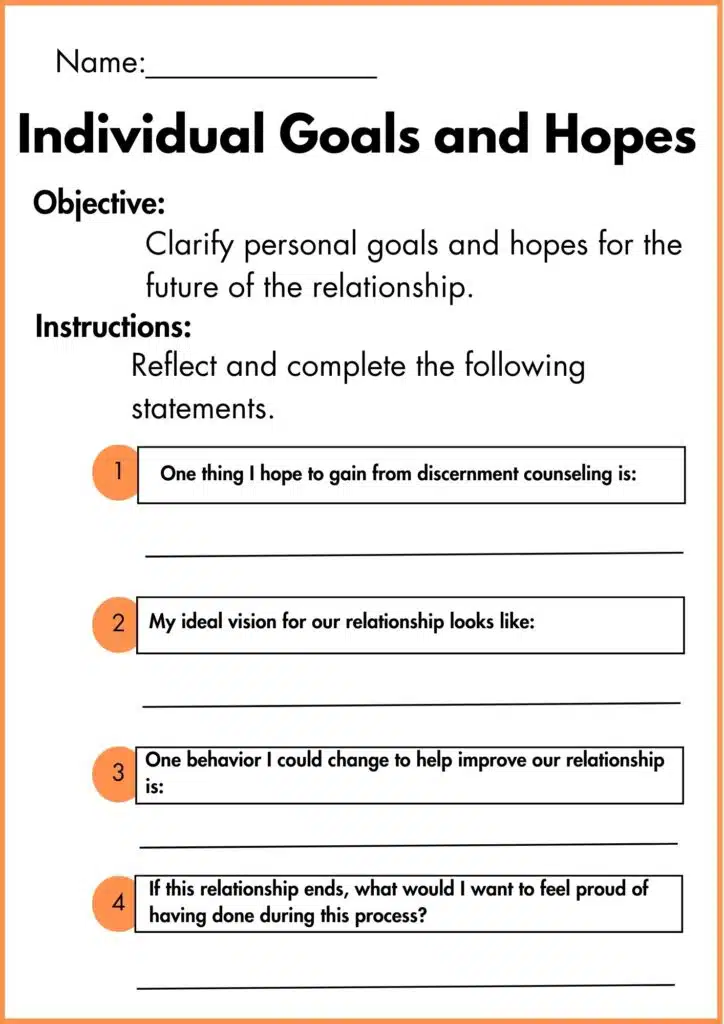 image showing Individual Goals and Hopes worksheet 