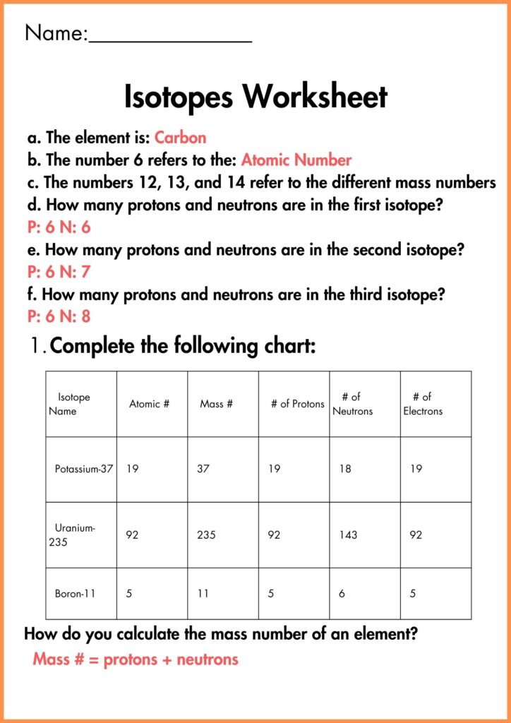 image showing Isotopes Worksheet 2
