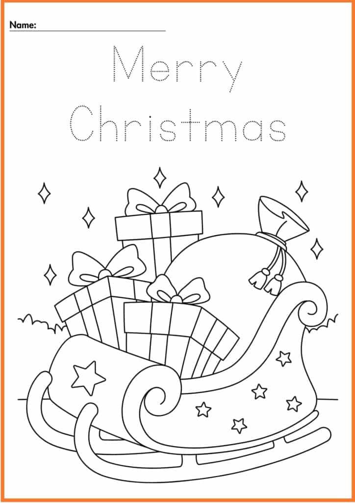 Image showing Color and trace Merry Christmas worksheet