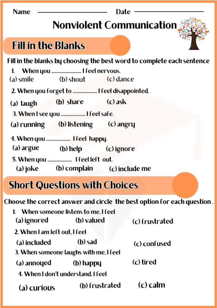 image showing Nonviolent Communication worksheet