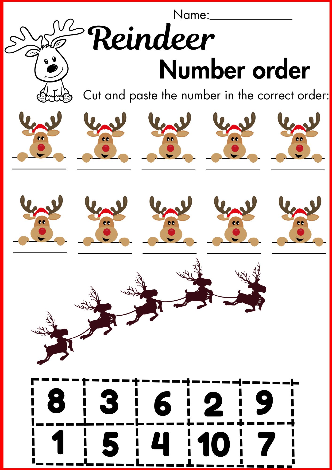 Reindeer Numbers worksheets
