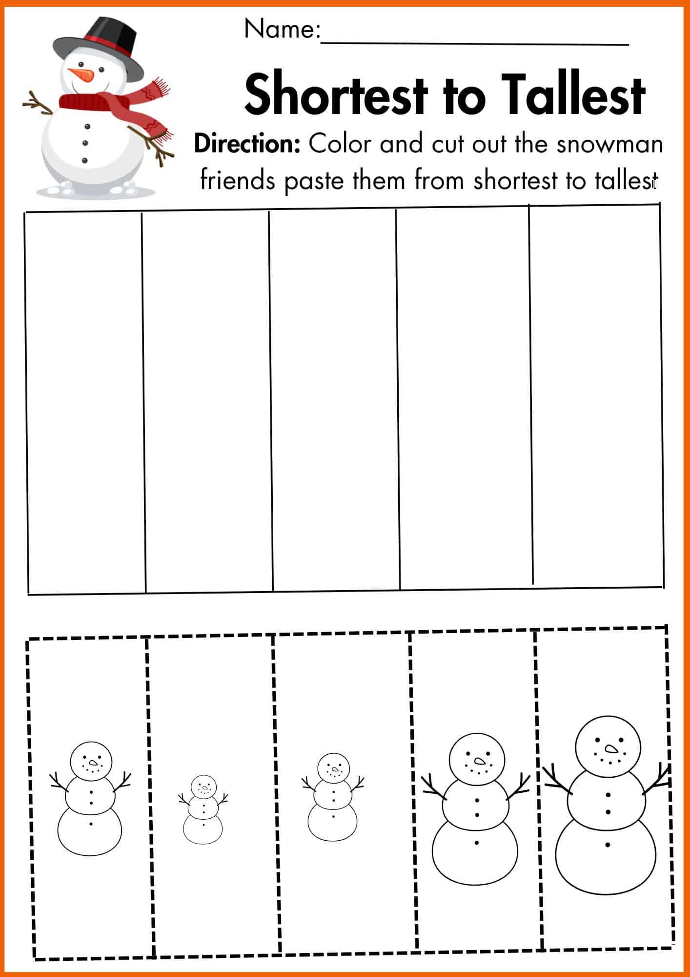 Snowman Family Sorting worksheets