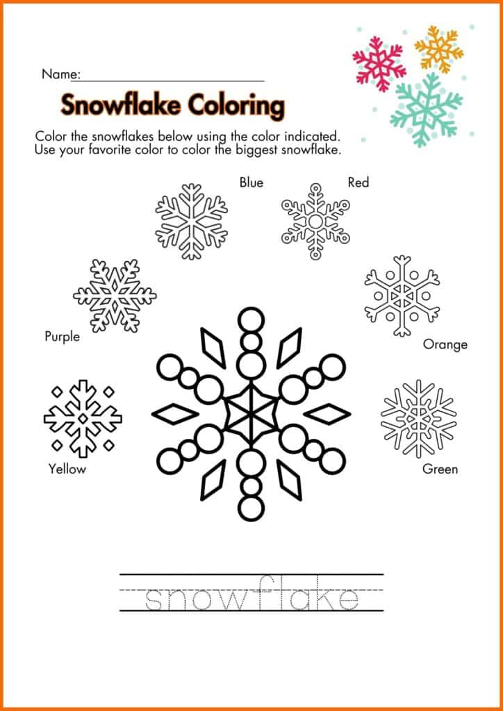 Snowflake Coloring worksheet 3