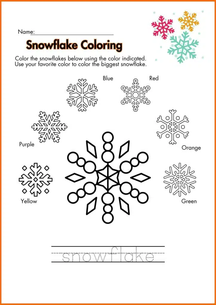 Snowflake Coloring worksheet 3