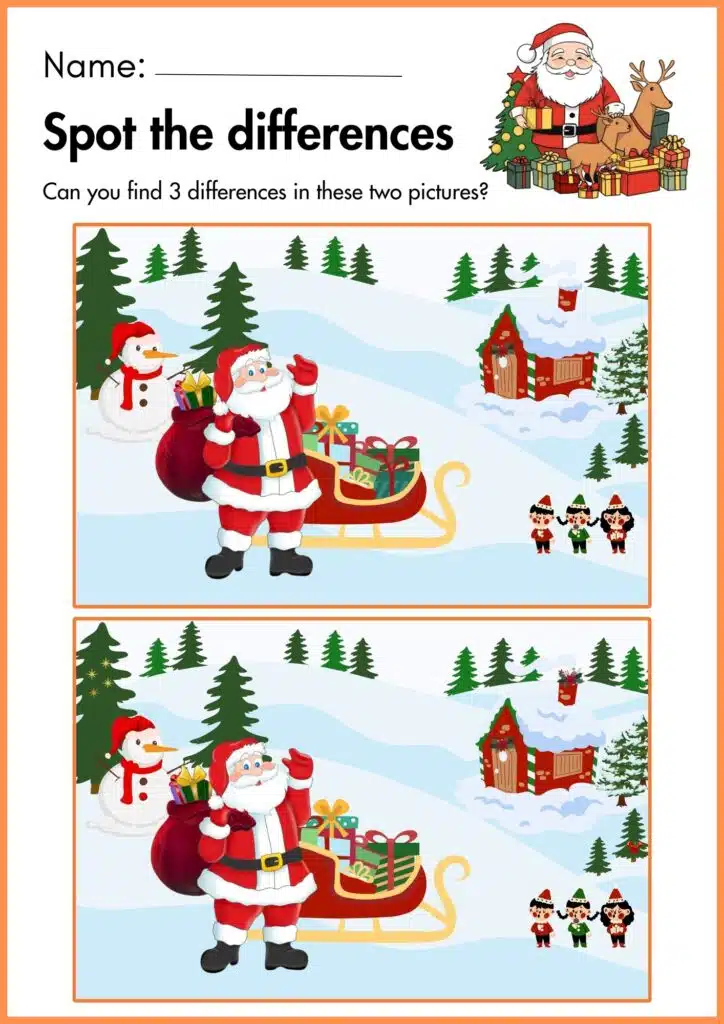 Image showing Christmas Spot the differences Worksheets for kindergarten