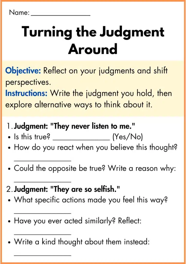 image showing Turning the Judgment Around worksheet 