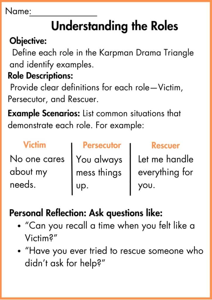 image showing Understanding the Roles  The karpman drama triangle worksheet 