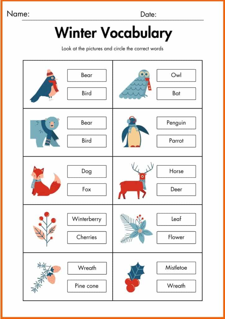 Winter Mittens worksheets 2