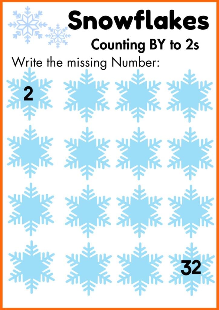 Image showing Snowflake Counting by 2s worksheets