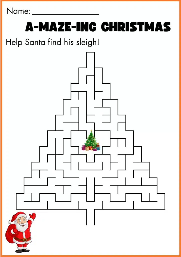 Image showing Christmas Maze Worksheets for Kindergarten