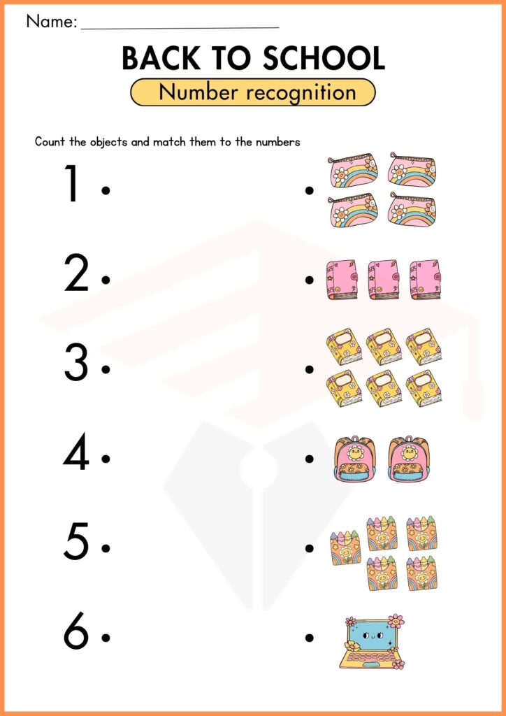 image showing back to school matching worksheet 