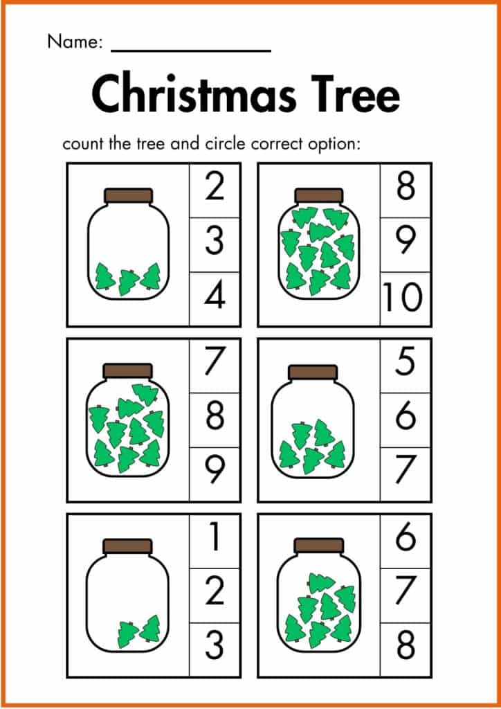 Image showing Christmas Tree Counting worksheets