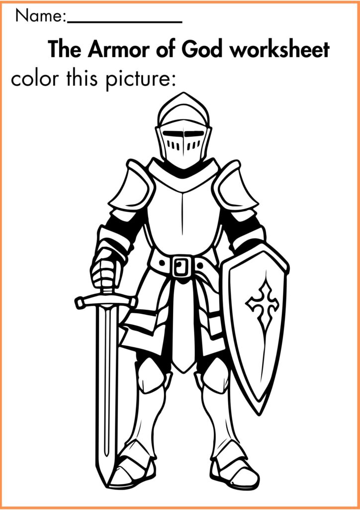 image showing color The Armor of God worksheet 