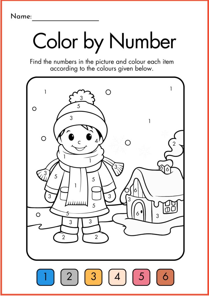 color by number elf worksheet 4