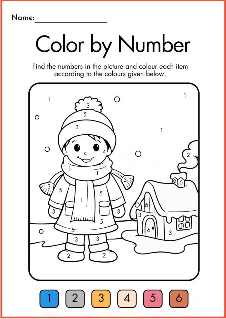 color by number elf worksheet 4