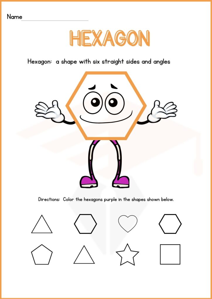 image showing color the hexagon worksheet 1