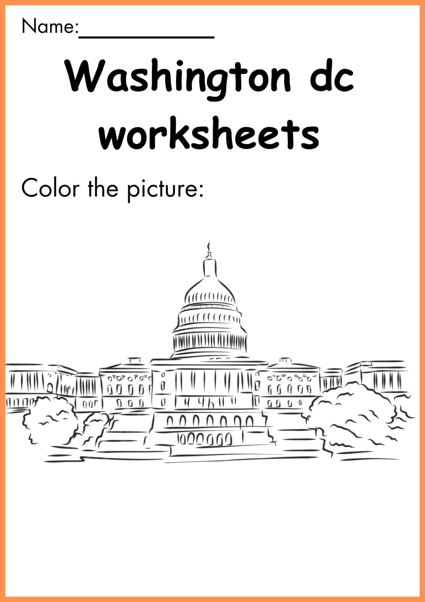 Washington Dc Worksheets for Kindergarten
