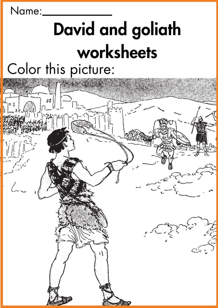image showing coloring david and goliath worksheets 