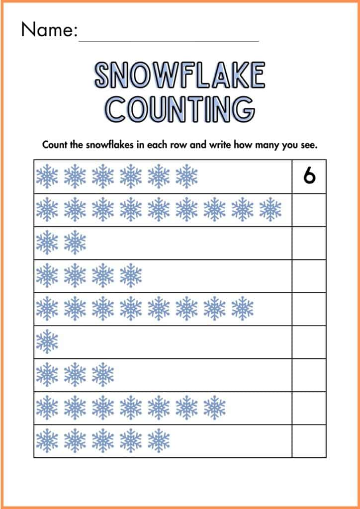 Image showing Snowflakes Counting worksheets