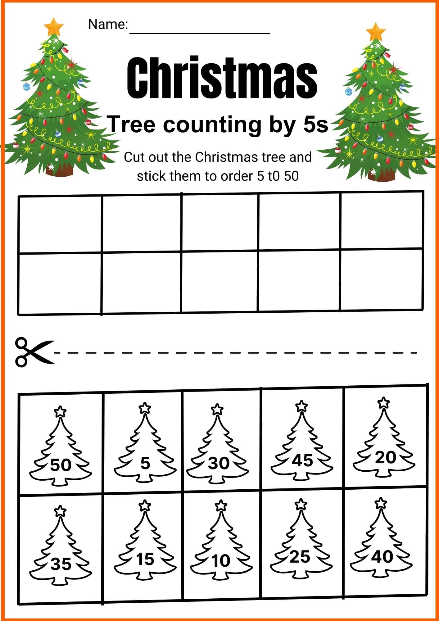 Free Printable Christmas Tree Counting by 5s Worksheets – Download Now