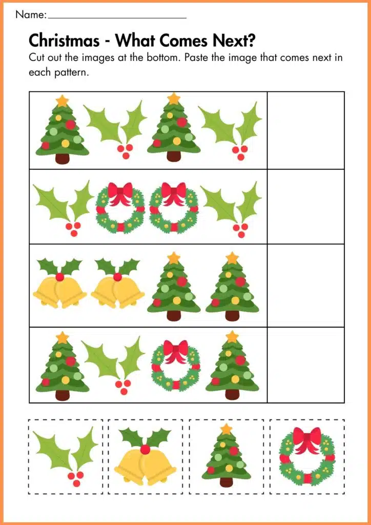 cut ou the image christmas worksheet 2