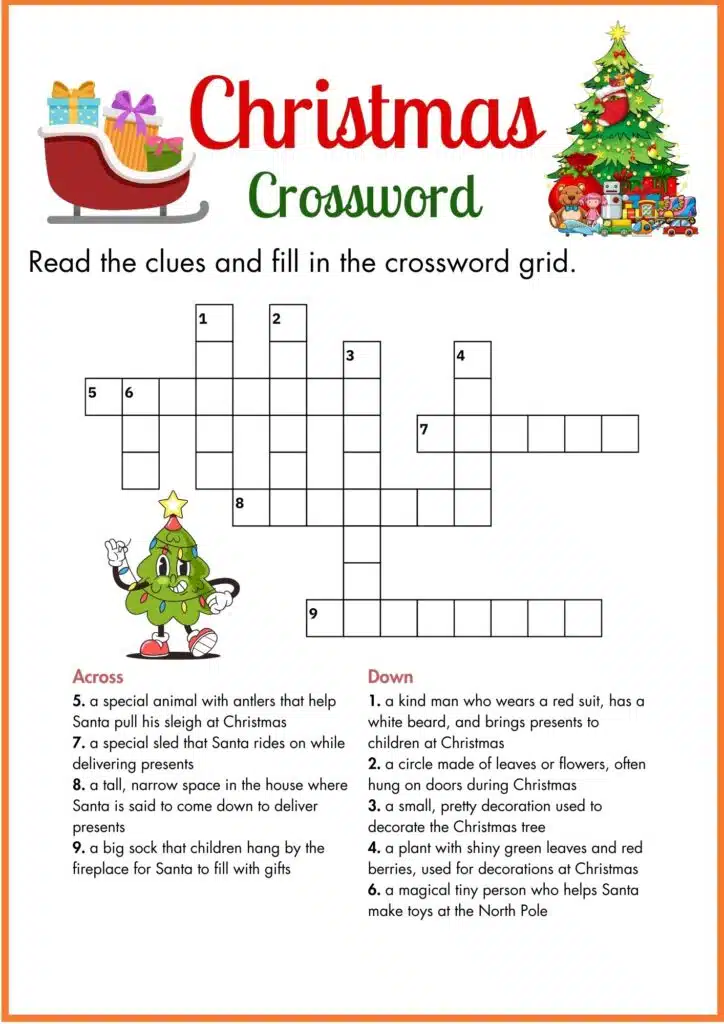 Image showing Christmas Crossword Worksheets For kindergarten