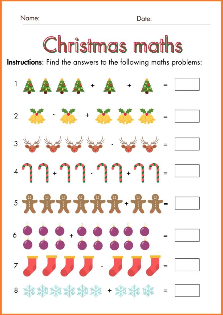 Image showing christmas math Find the the answer worksheets 