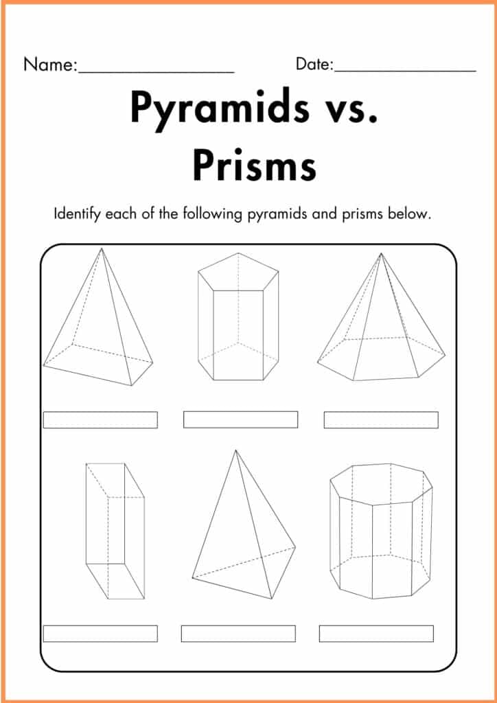 image showing following pyramids and prisms below. wrksheet 