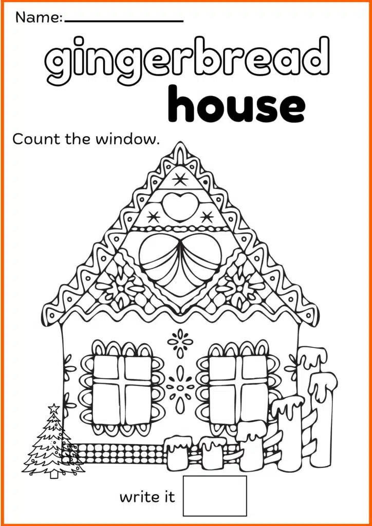 gingerbread house count window worksheet 1