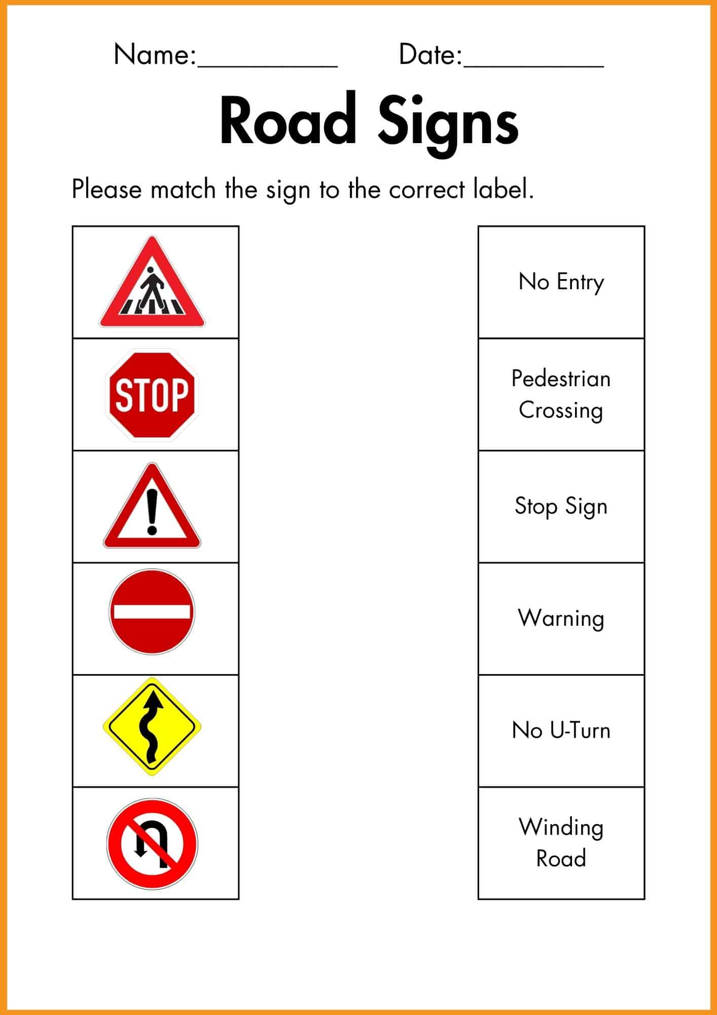 Community Signs Worksheets