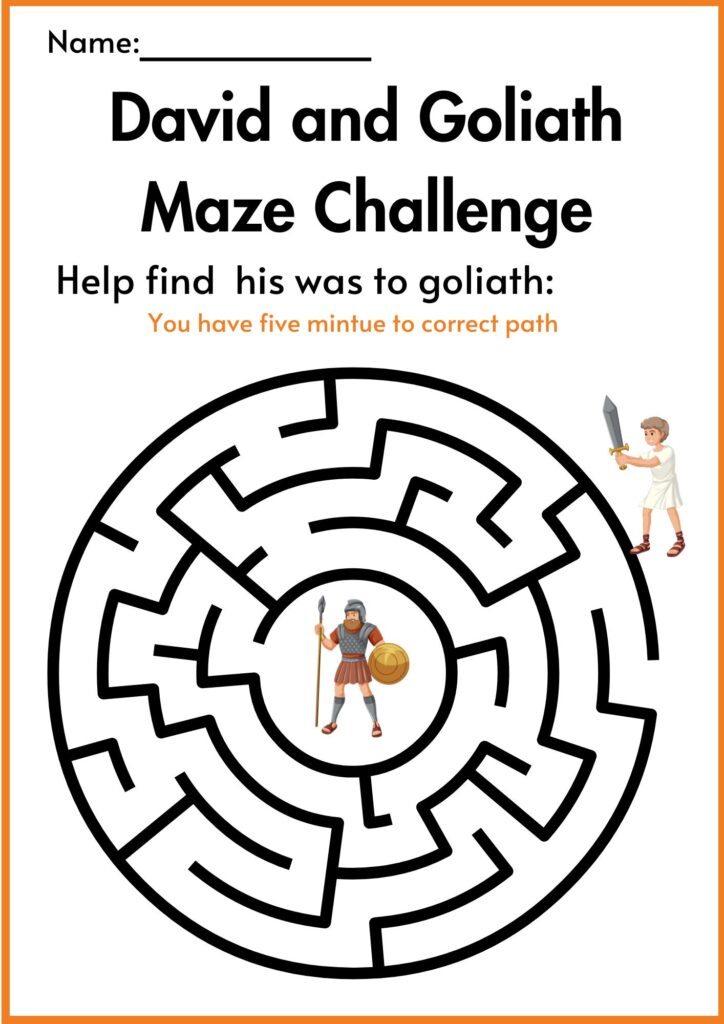 image showing maze challenge david and goliath worksheets 
