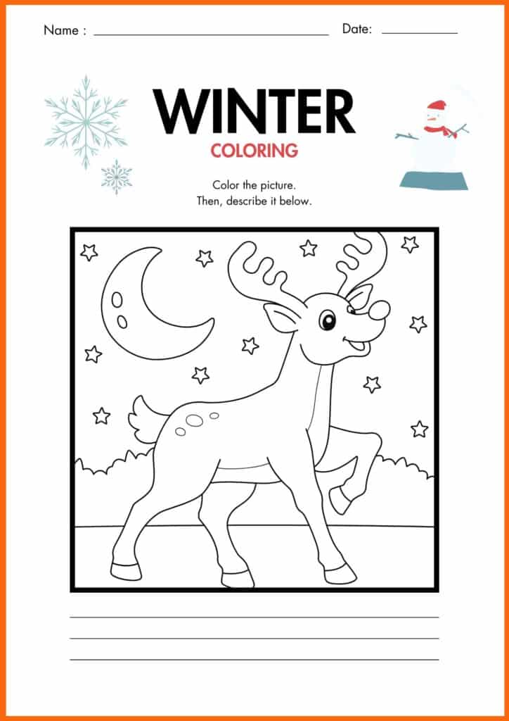 reindeer winter coloring worksheets 9