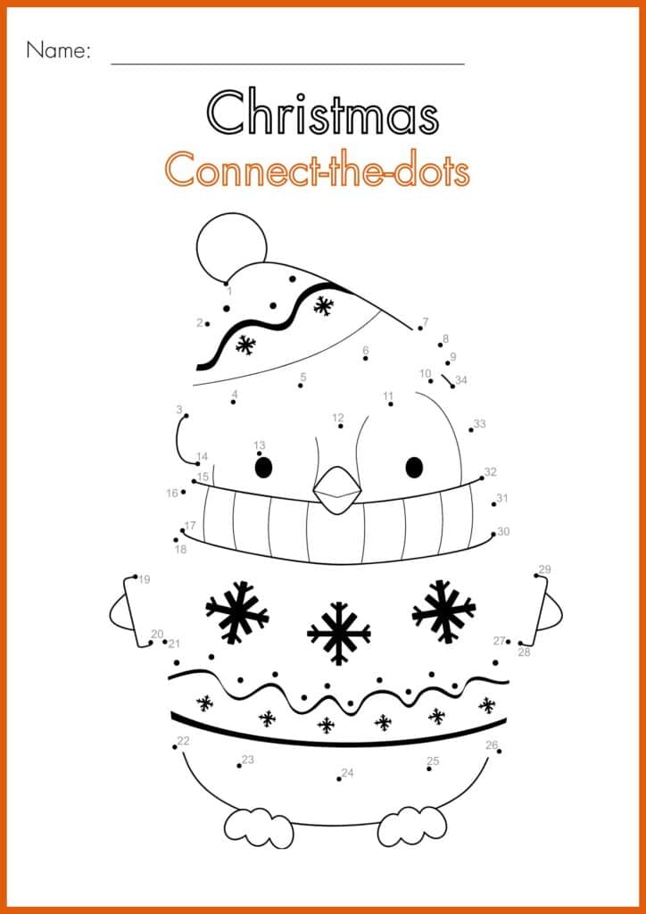 snowman Connect the dots worksheet 4