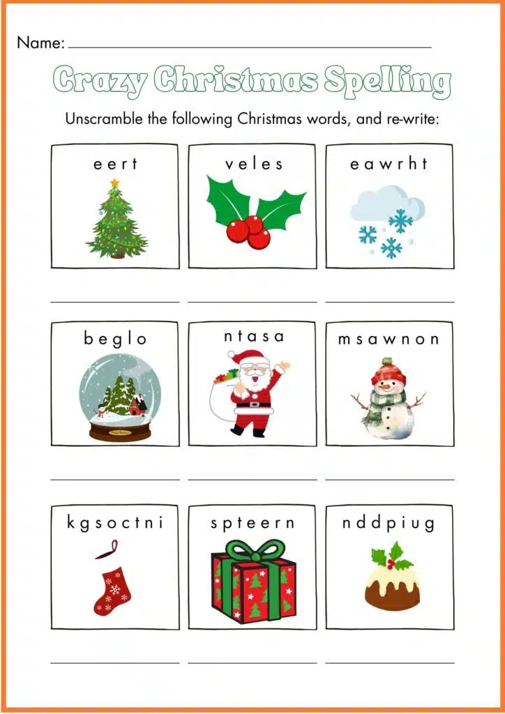 Image showing Christmas Spelling Worksheets for kindergarten