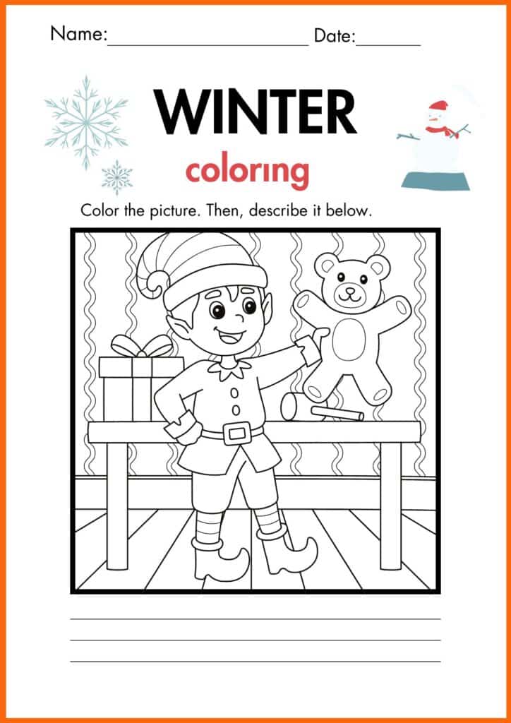 teady bear winter coloring worksheets 3