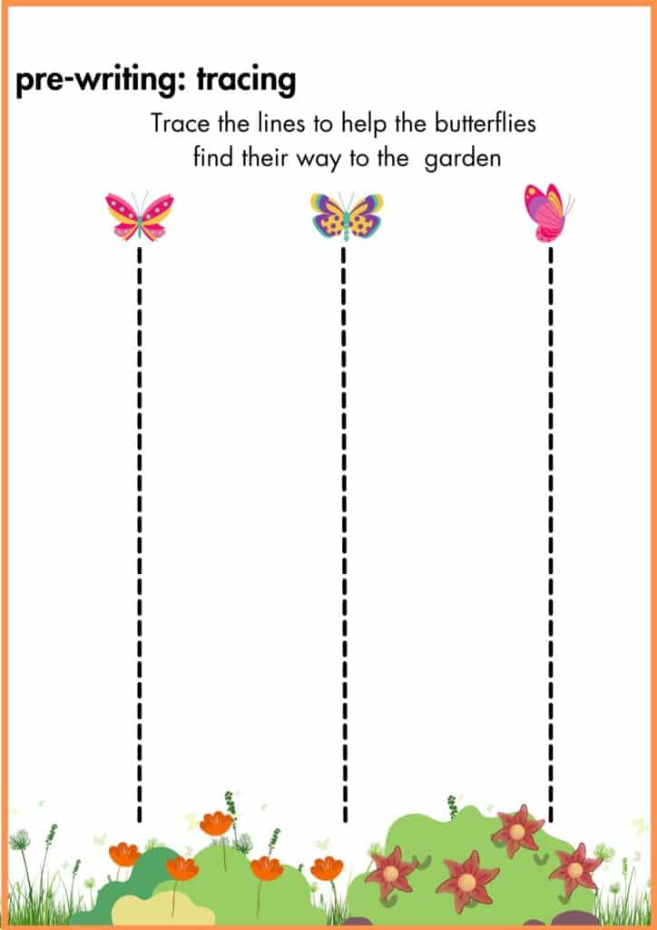 image showing trace pre writing strokes worksheet 2