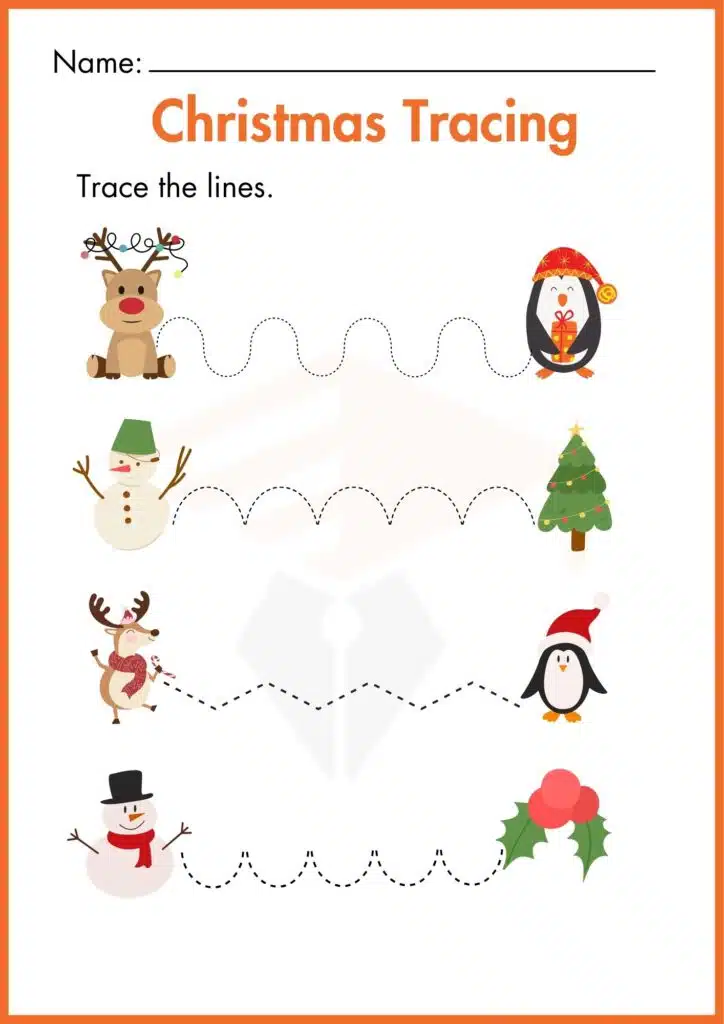 trace the line cristmas worksheet 2