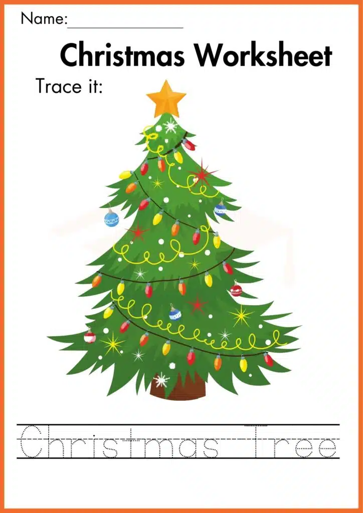 Image showing Christmas Tracing Worksheets for Kindergarten