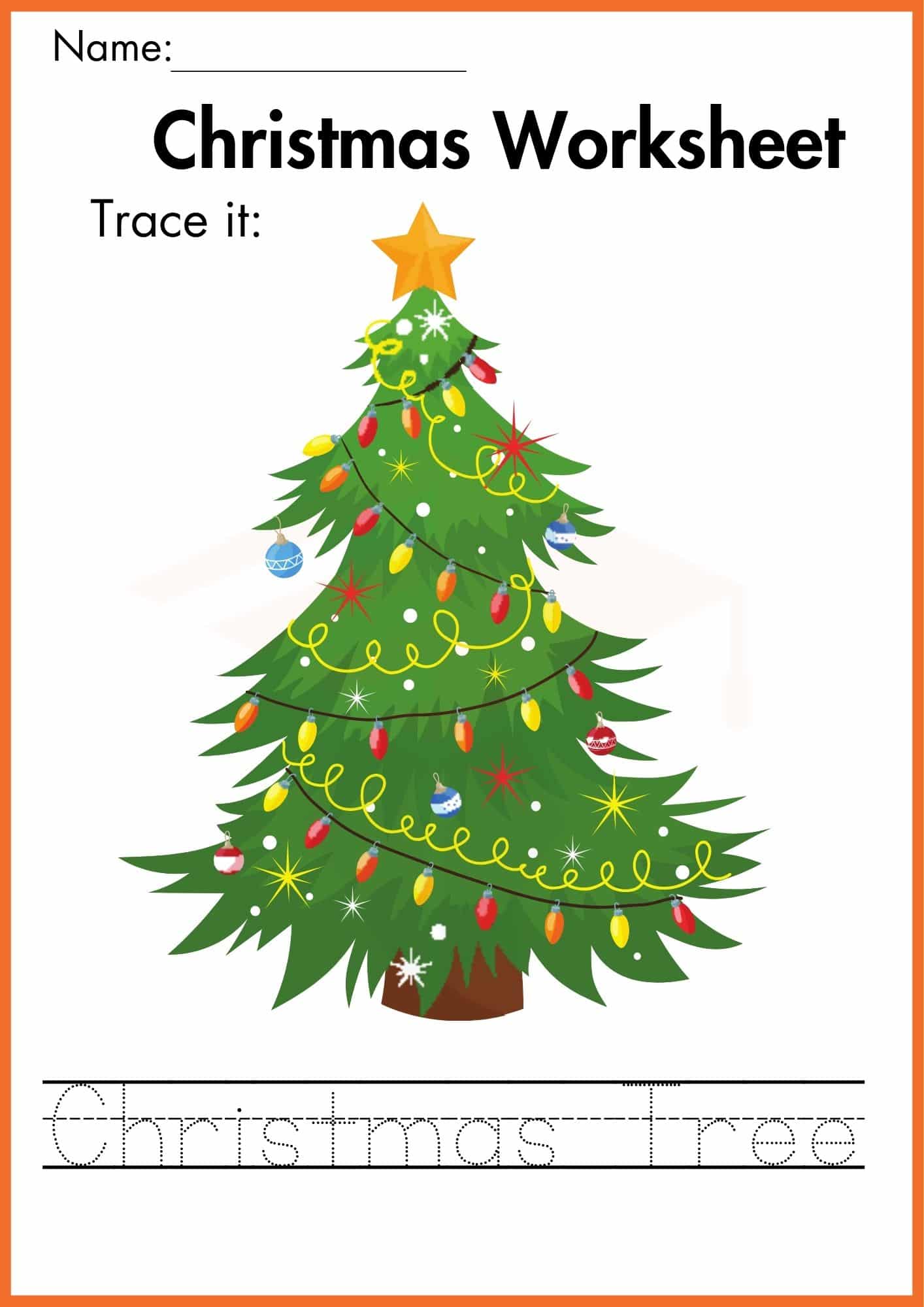 Christmas Tracing Worksheets for Kindergarten