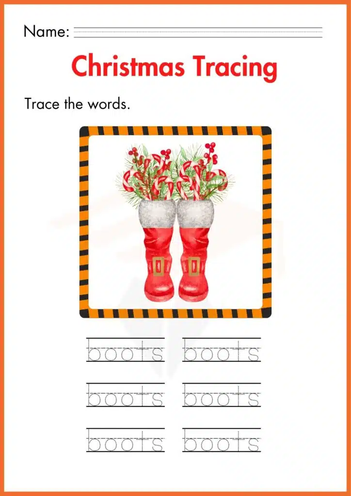 trace the word cristmas worksheet 4