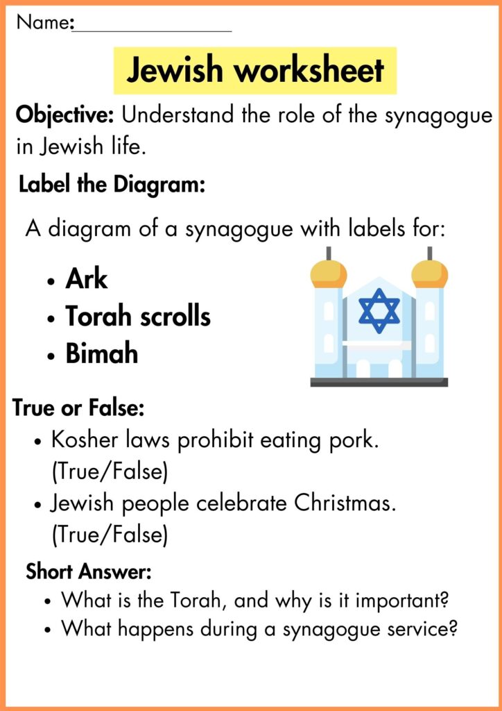 image showing true false and answer question judaism worksheets 