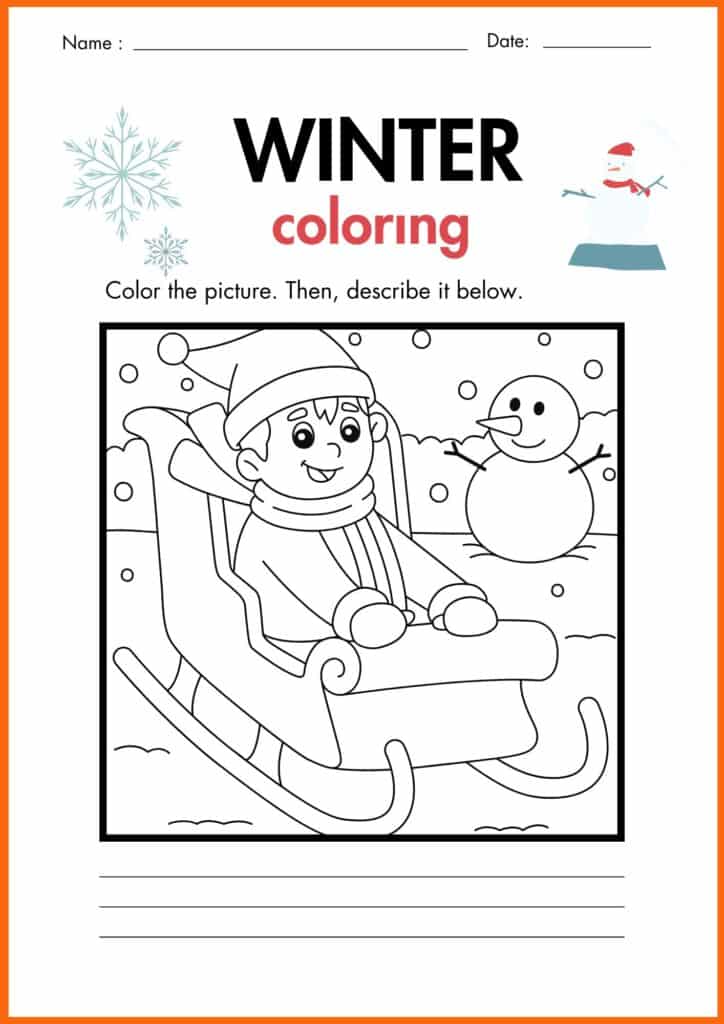 Image showing winter Coloring worksheets