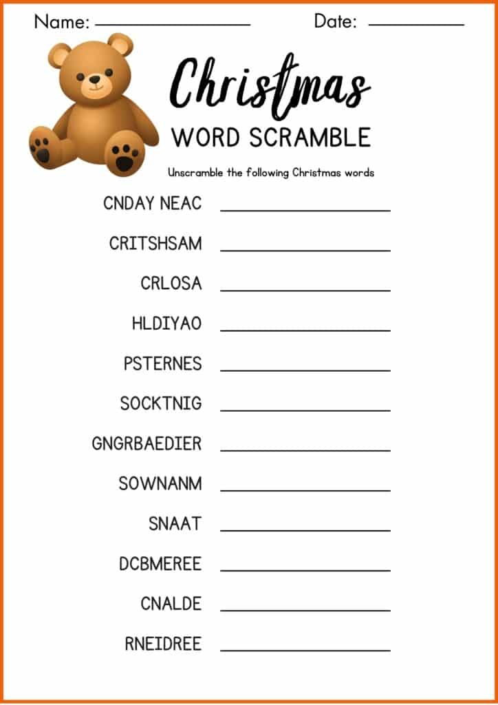 Image showing Christmas word Scramble worksheets