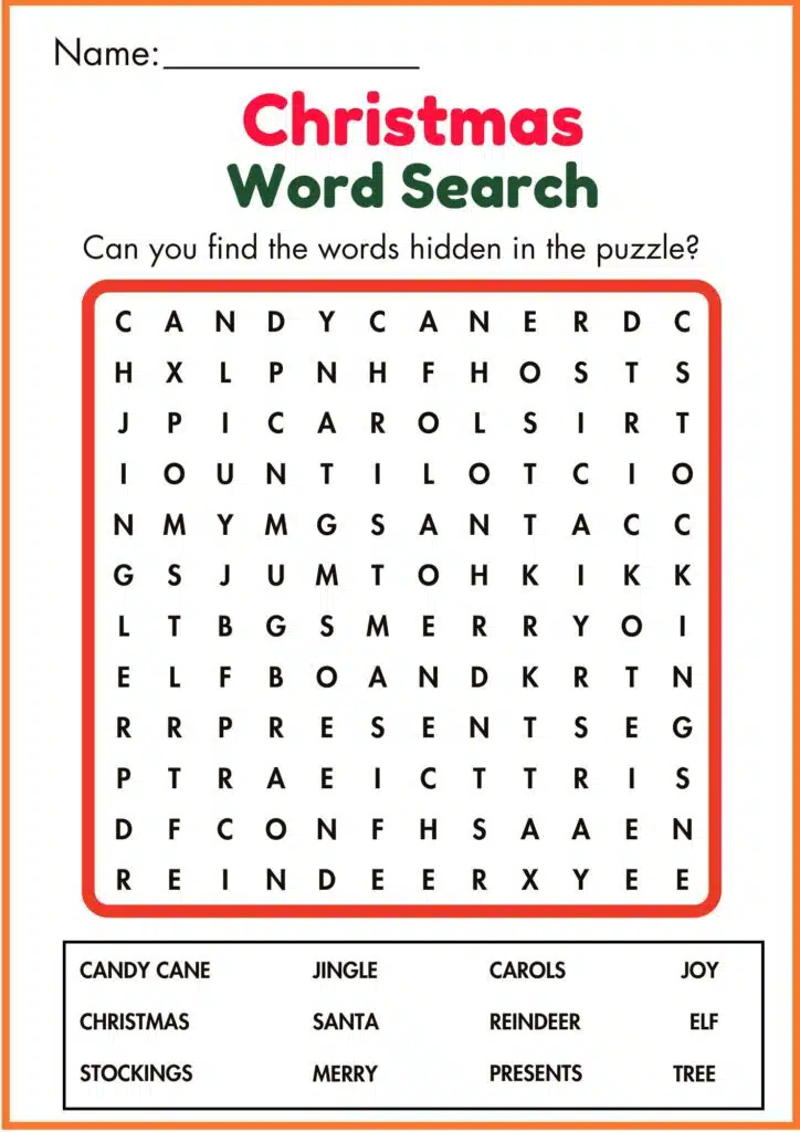 Image showing Christmas Word Search Worksheets for kindergarten