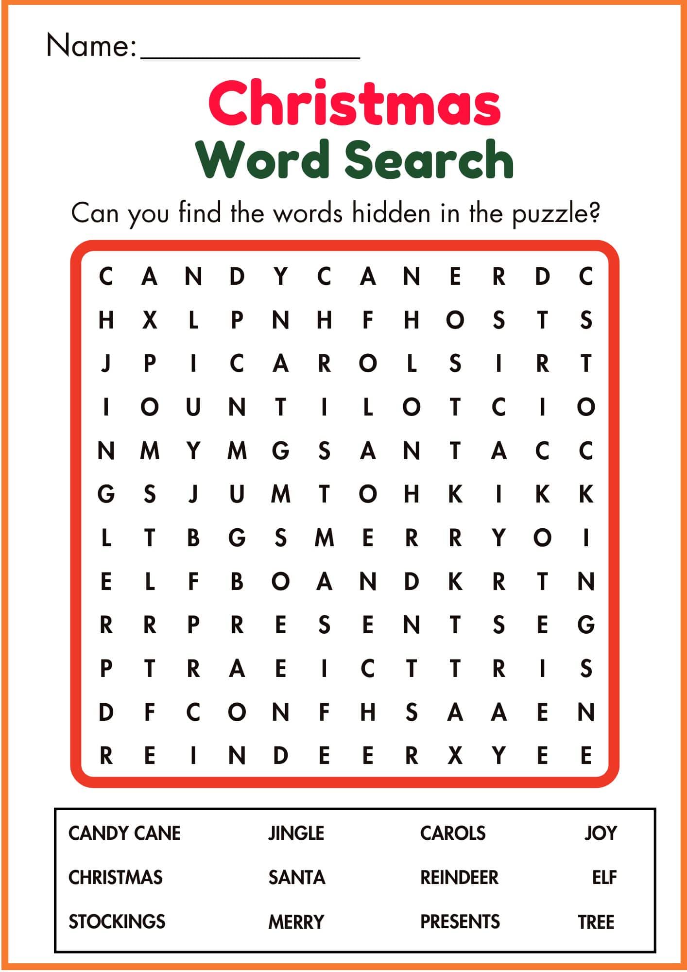 Free Printable Christmas Word Search Worksheets for Kindergarten (Download Now!)