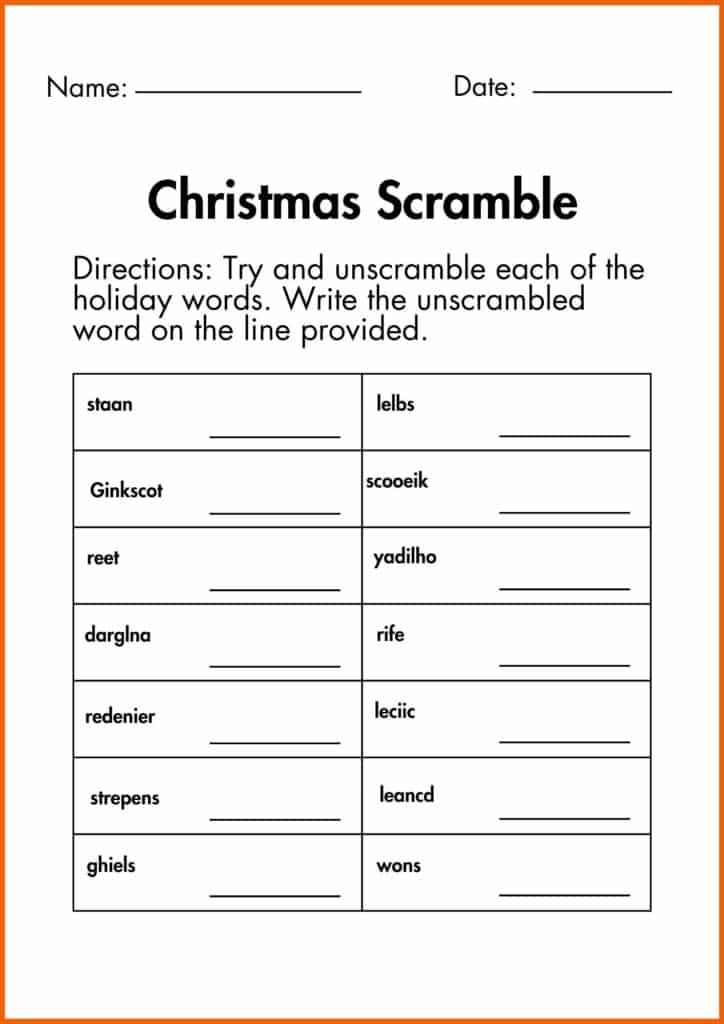 write Christmas Scramble worksheet 2