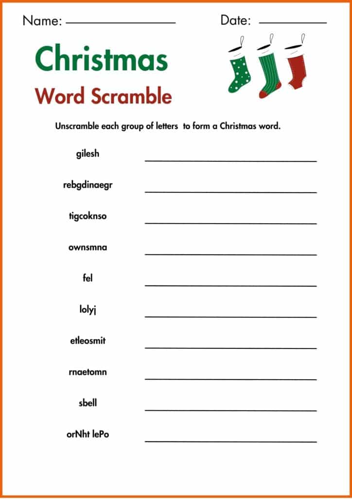 write Christmas Scramble worksheet 3