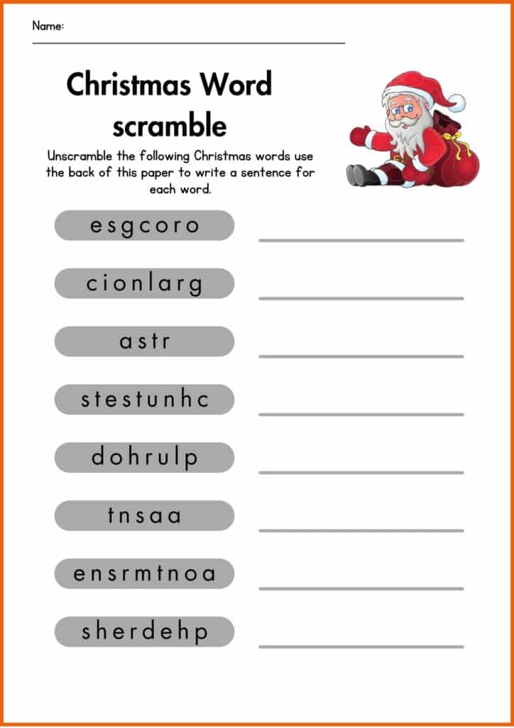 write Christmas Scramble worksheet 4