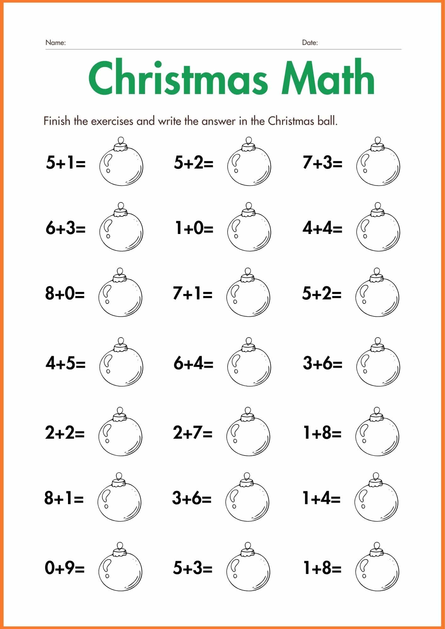 Holiday Math Worksheets for Preschool & Kindergarten (Download Free)